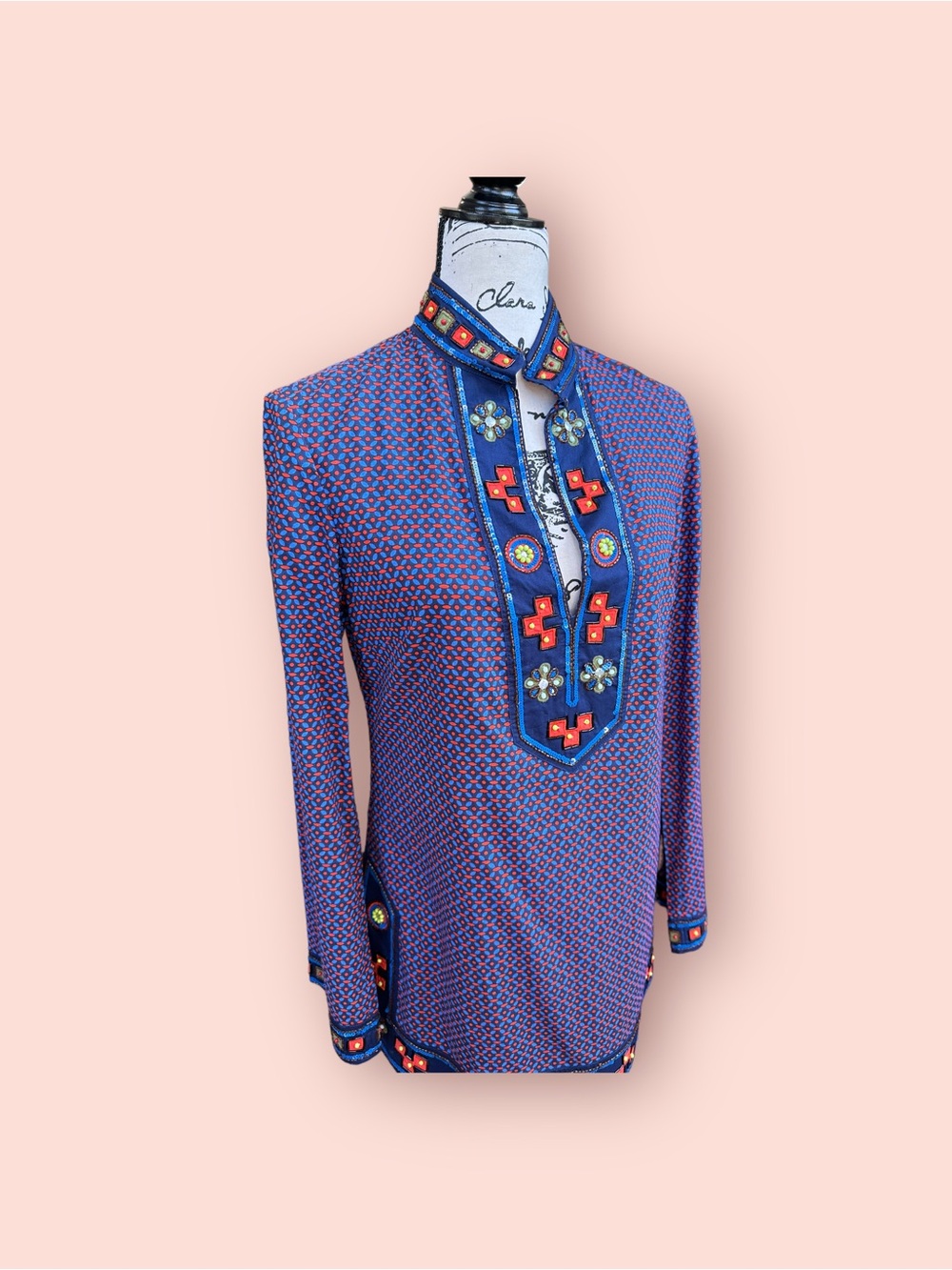 Tory Burch Purple Long-Sleeve Embellished Tunic Shirt - Picture 5 of 6